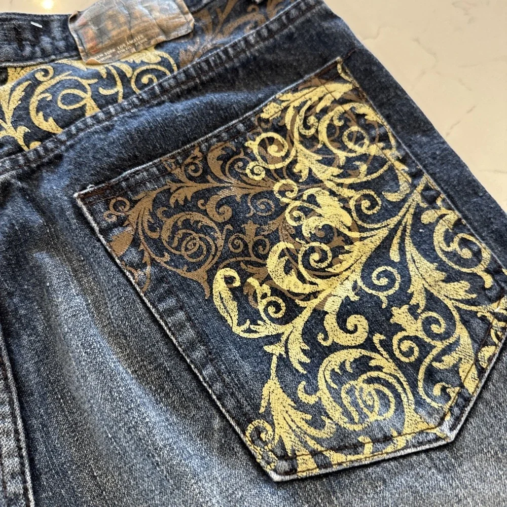 Red Ape Shorts Men's 34 Baggy Raw Denim Jorts Blue Vintage Y2K Skater Emo